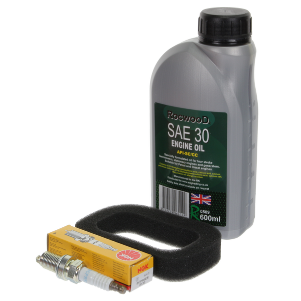 Service Kit fits Mountfield RS100 HP414 SP414 Lawnmower Air Filter, NGK Plug, Oil