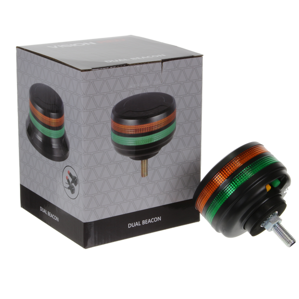 Vision Red Dual Lens Single Bolt LED Beacon - Amber/Green