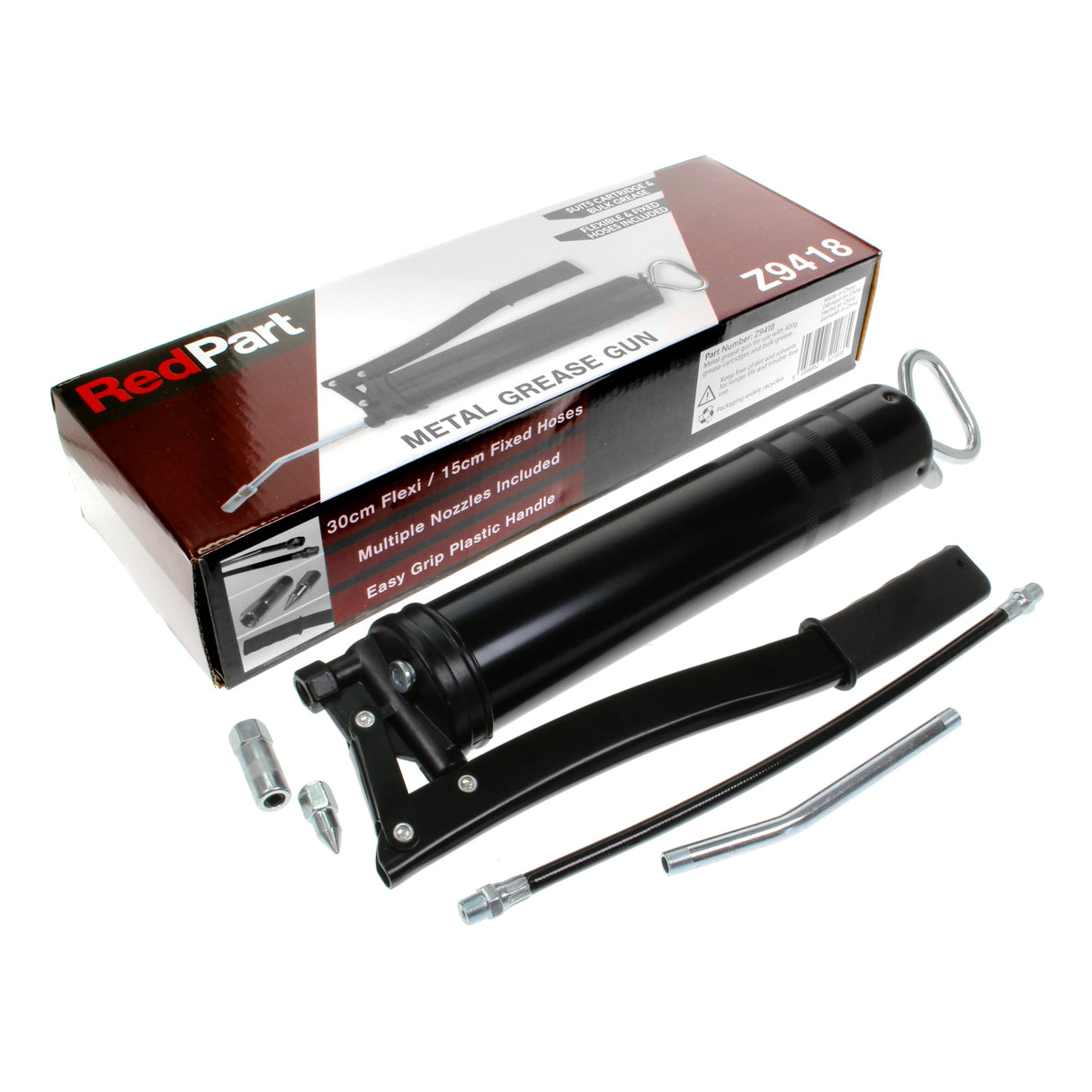 Grease Gun (All metal) Lever Action with Extension Hose & Connectors