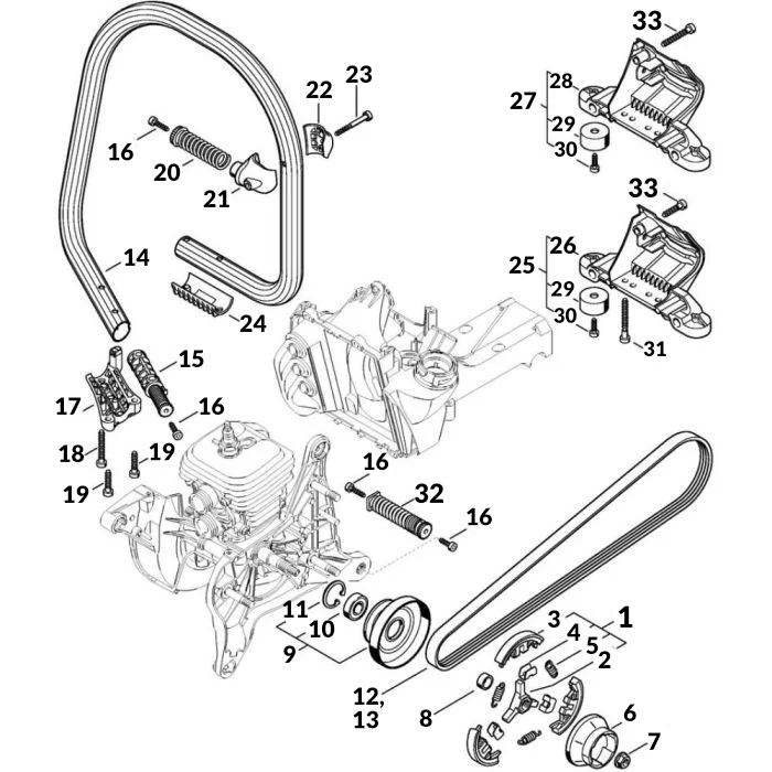Stihl TS410 Parts Diagram - Clutch & Handlebar Assembly – Greenred Spares