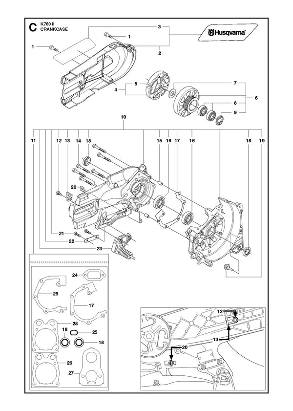 Husqvarna K760 Parts Diagram - Crankcase