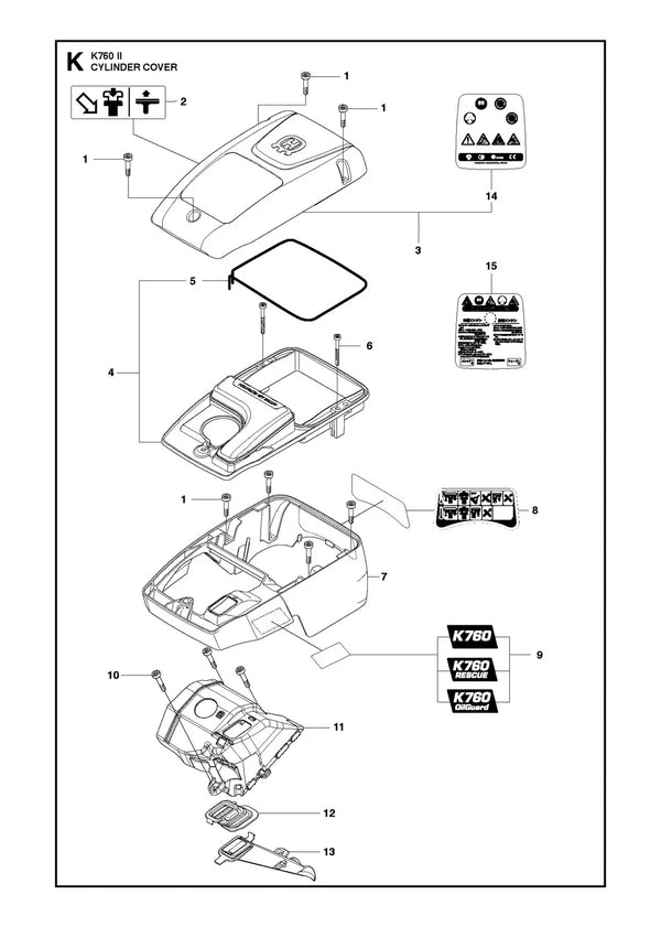 Husqvarna K760 Parts Diagram - Cylinder Cover