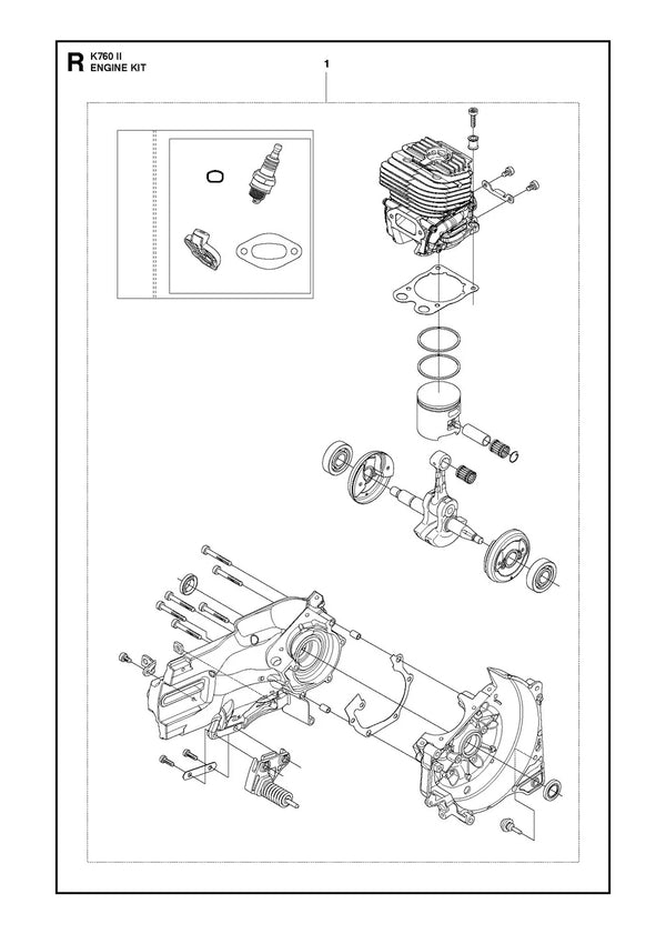 Husqvarna K760 Parts Diagram - Engine Kit