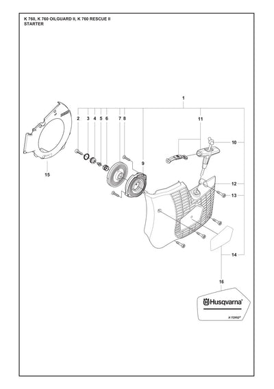 Husqvarna K760 Parts Diagram - Recoil Pull Starter