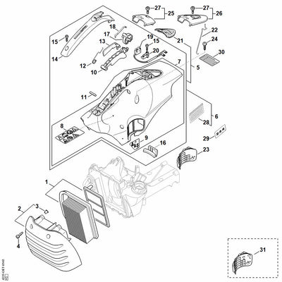 Stihl TS410 Parts Diagram - Air Filter & Shroud