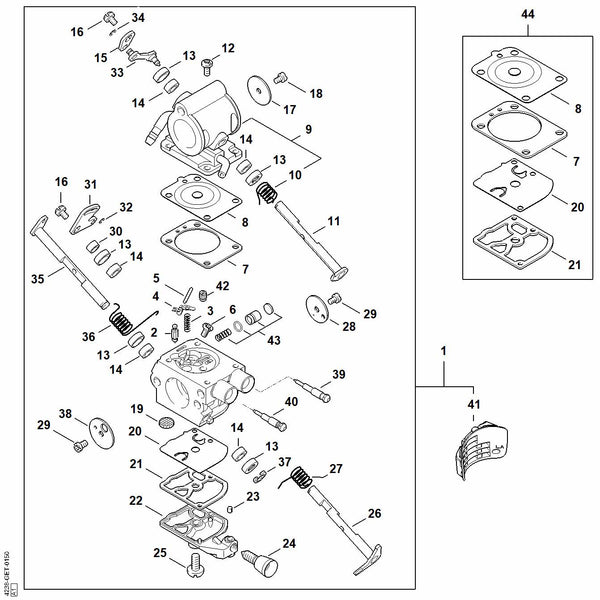 Stihl TS410 Parts Diagram - Carburettor 4238/05