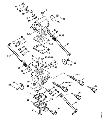 Stihl TS410 Parts Diagram - Carburettor C1Q-S118 & C1Q-167