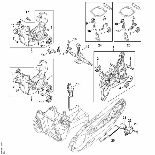 Stihl TS410 Parts Diagram - Crankcase