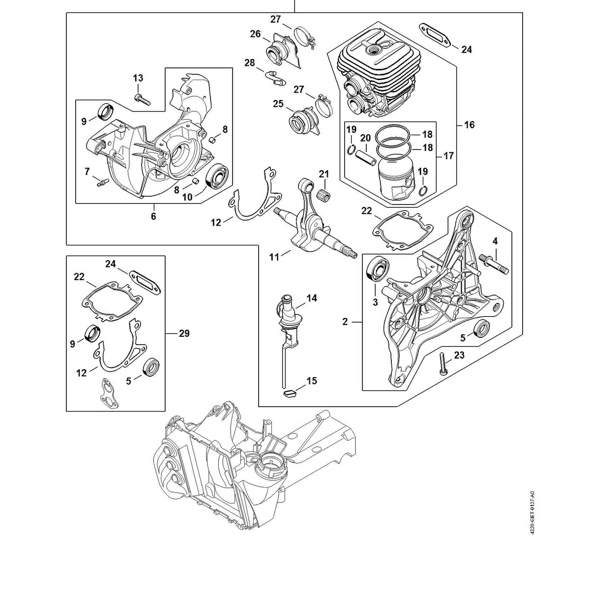 Stihl TS410 Parts Diagram - Engine Parts – Greenred Spares