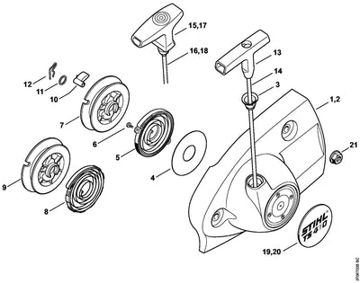Stihl TS410 Parts Diagram - Recoil Pull Starter