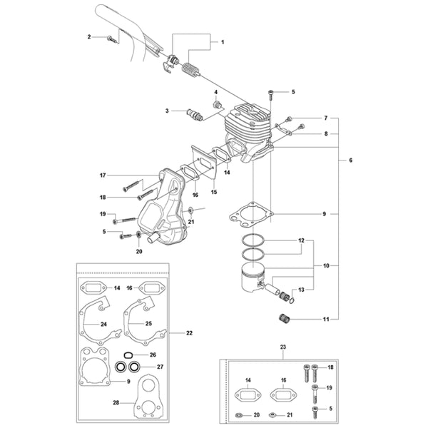 Husqvarna K760 Part Diagram - Cylinder Piston Muffler