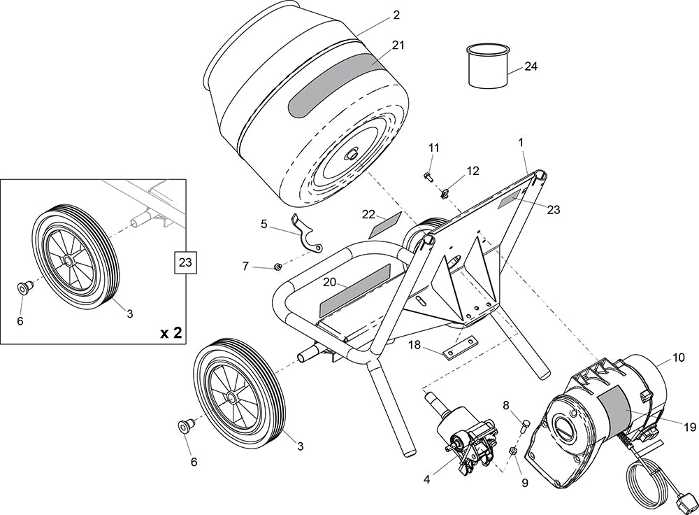 Belle Minimix 150 Parts Diagram - Frame Assembly