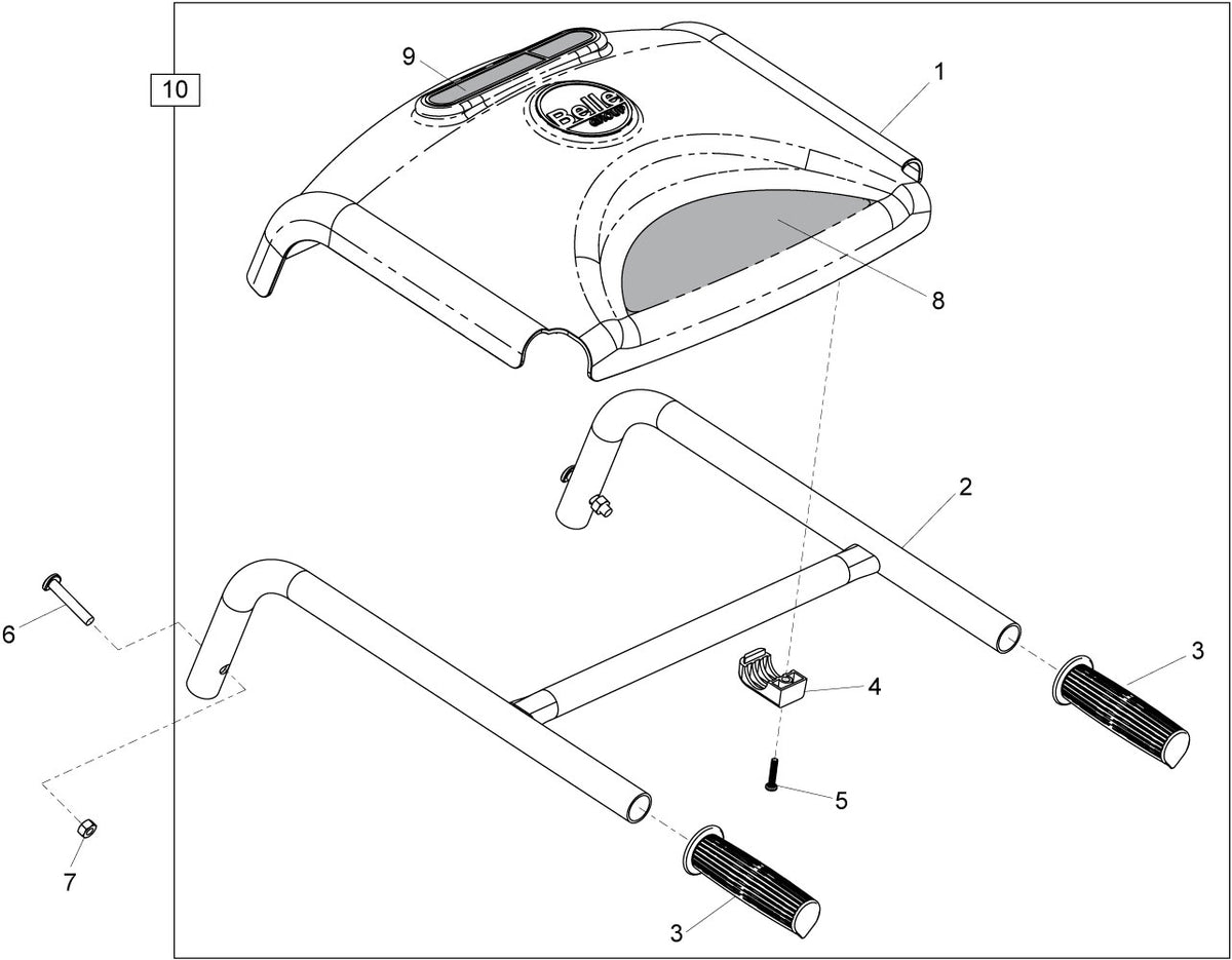 Belle Minimix 150 Parts Diagram - Handle Assembly (Honda GX120, Loncin, Electric)