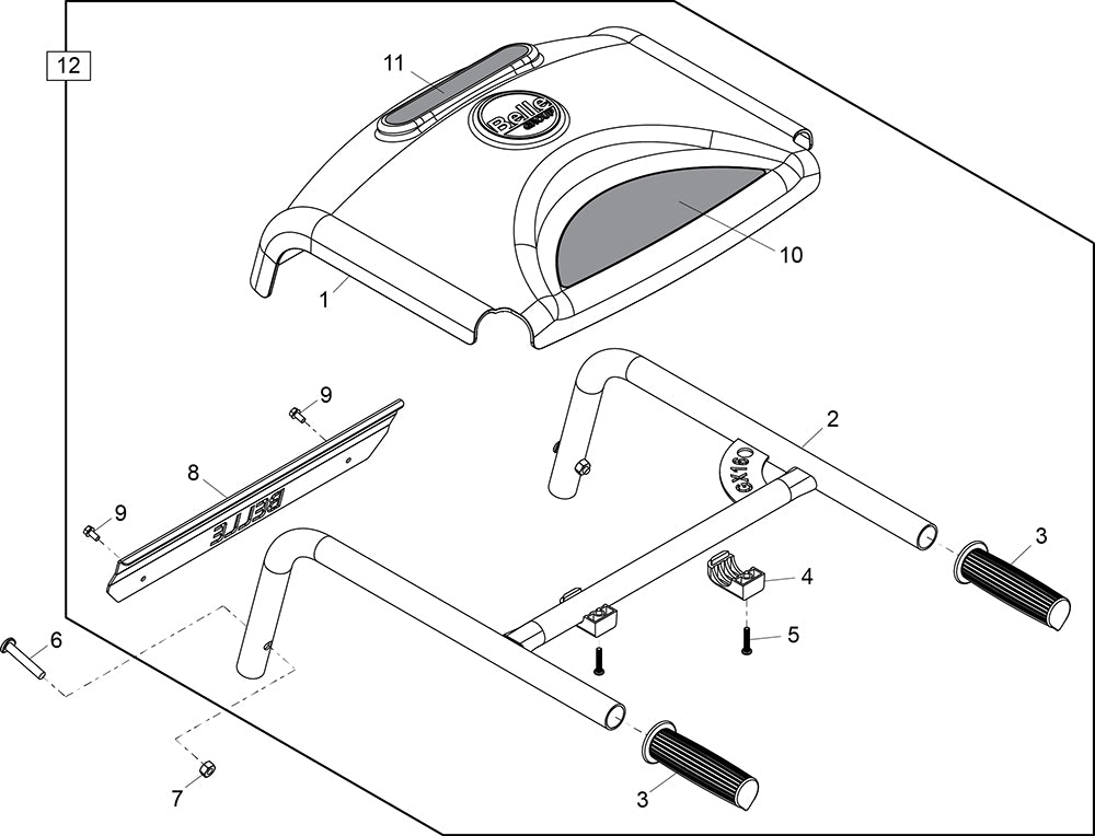 Belle Minimix 150 Parts Diagram - Handle Assembly (Honda GX160)
