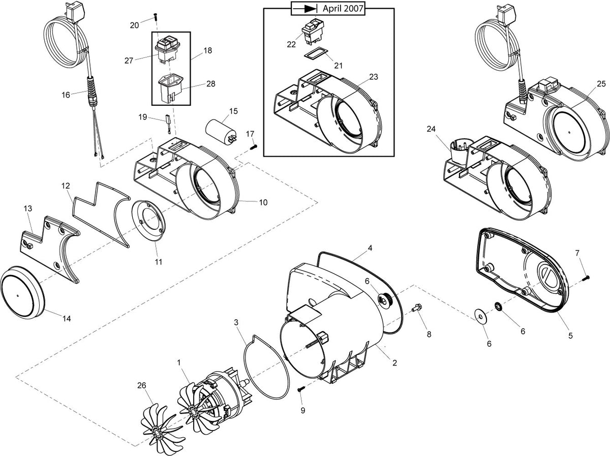Belle Minimix 150 Parts Diagram - Motor Assembly (From April 02)
