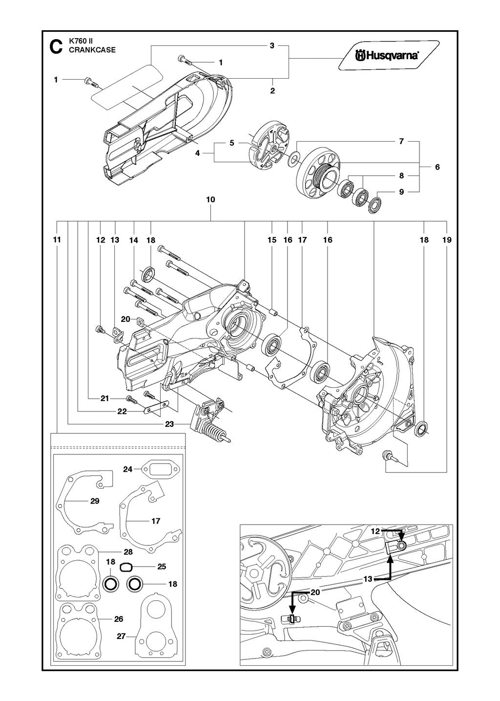 Husqvarna K760 Parts Diagram - Crankcase