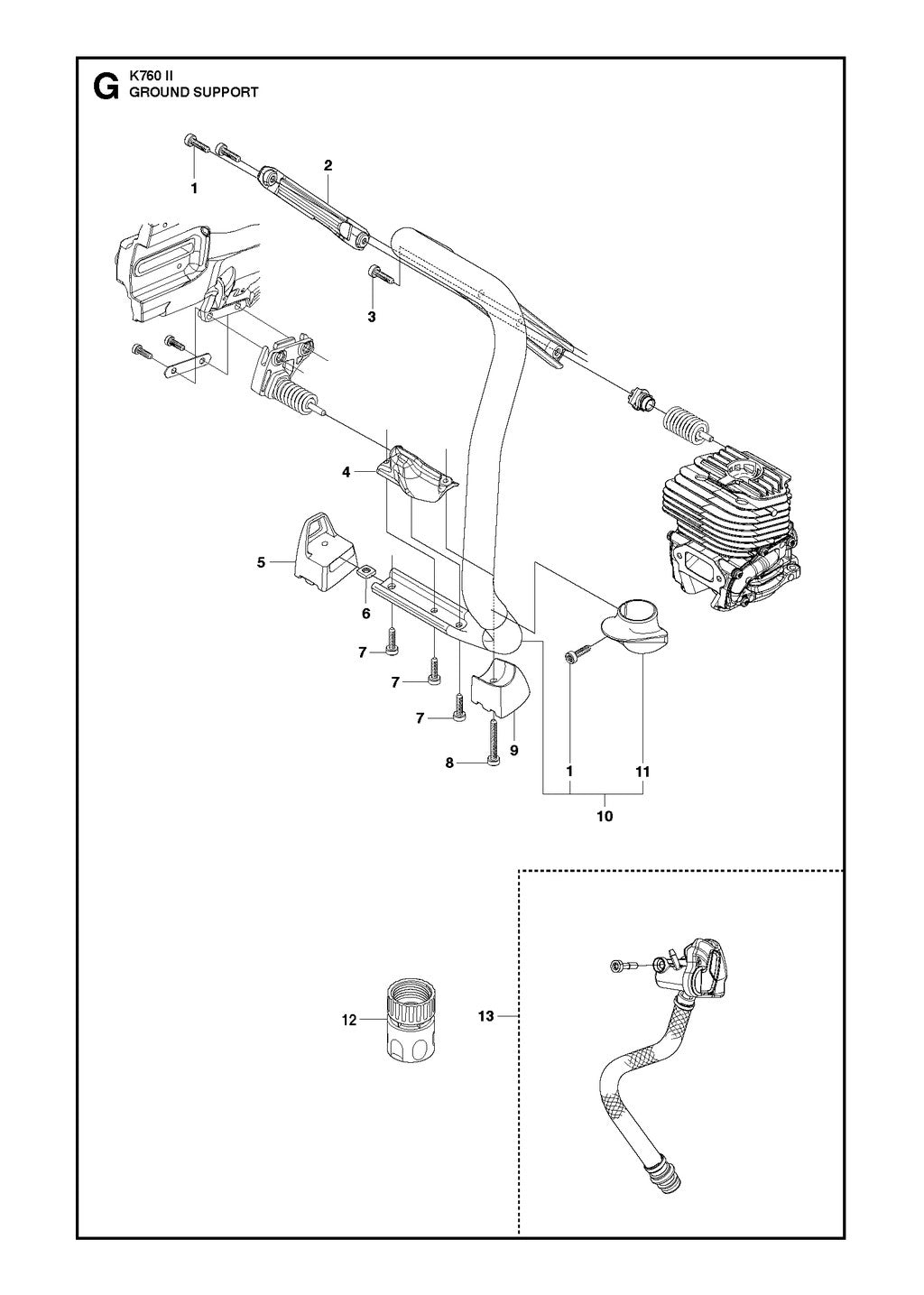 Husqvarna K760 Parts Diagram - Ground Support