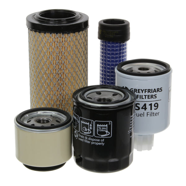 Filter Service Kit for Bobcat E 25 Mini Excavator | Engine: Kubota D 1105 Diesel | Years: 1/2013 Onwards | Serial No's: 11001 - 11999