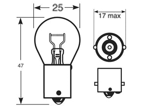 12V 21W Amber Bulb Base BA15s (SCC)