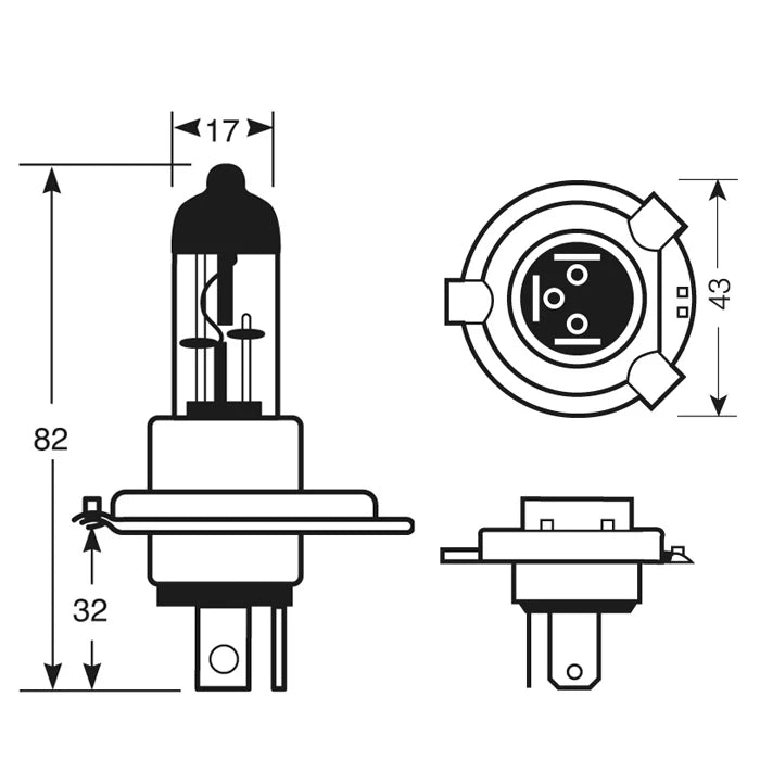 12V 100/55W P43T Bulb