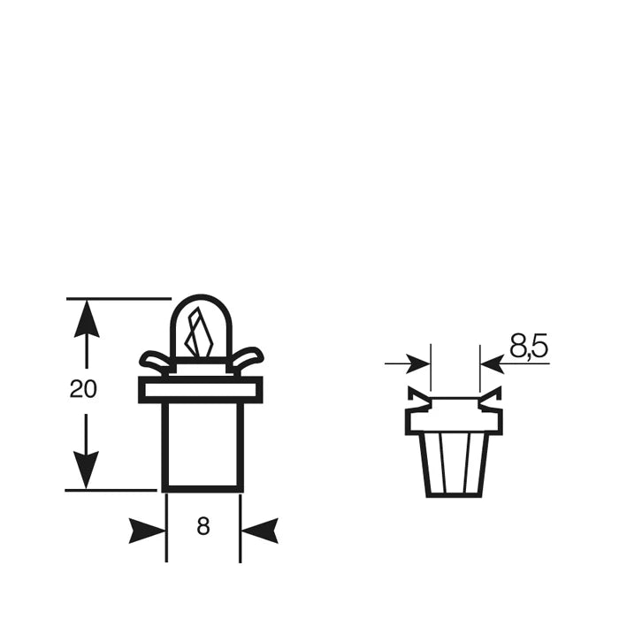 24V 1,2W B8.5D Bulb