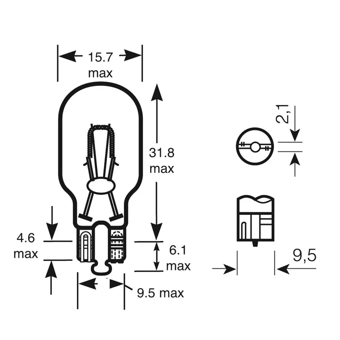 12V 16W T15 Capless Bulb