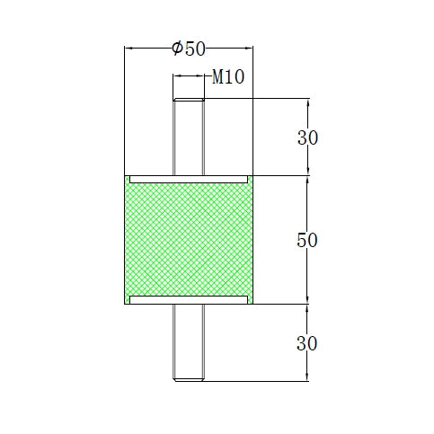 Rubber Mount M10 Male/Male 50x50mm