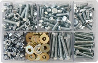 Mixed M8 (BZP) Setscrews,Nuts,Washers (Qty 310)