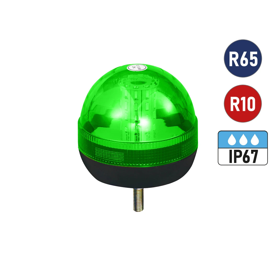 Vision Red 1/2 Lens 12/24V Single Bolt LED Beacon Green Lens