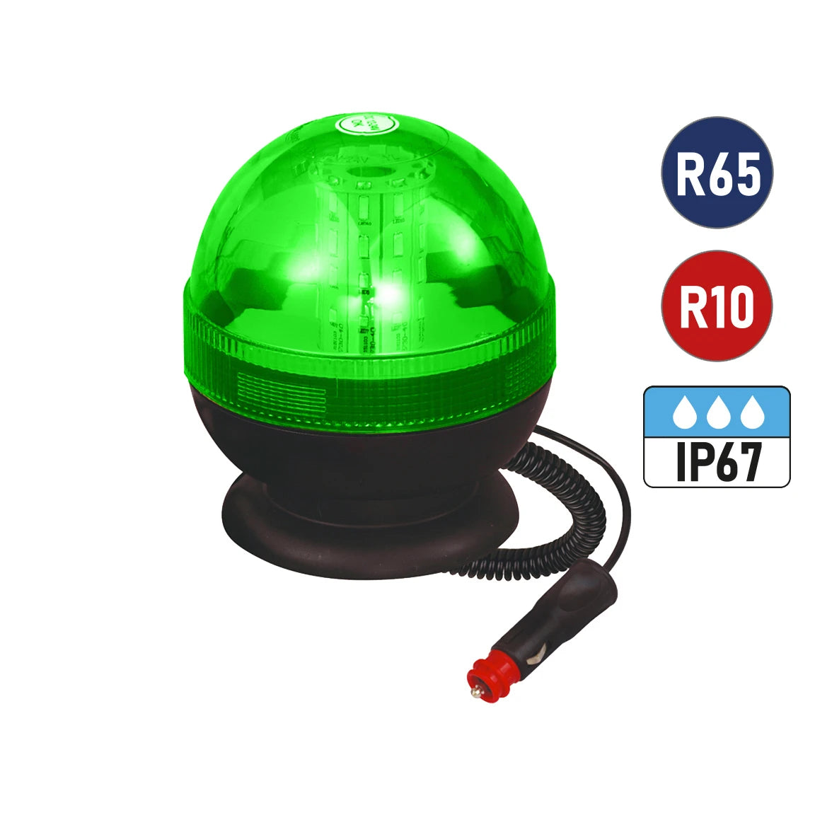 Vision Red 1/2 Lens 12/24V Magnetic LED Beacon Green Lens