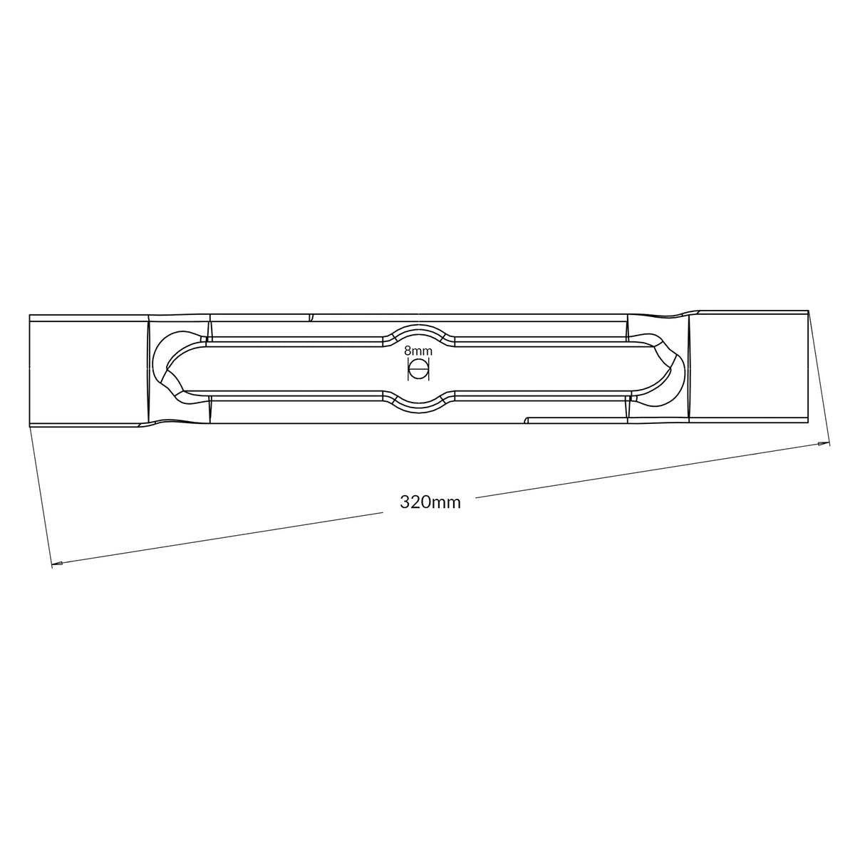 Flymo 32cm Lawnmower Blade (8mm Hole) fits Chevron 32V, Easimo EM032, Rollermo RM032, Visimo VM032, Venturer 32