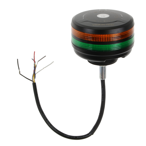 Vision Red Dual Lens Single Bolt LED Beacon - Amber/Green