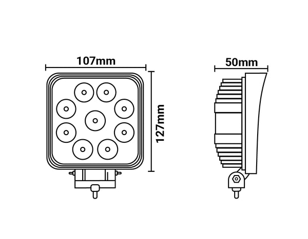 Premium Visionred Worklamp IP68K 36 Watt | Square