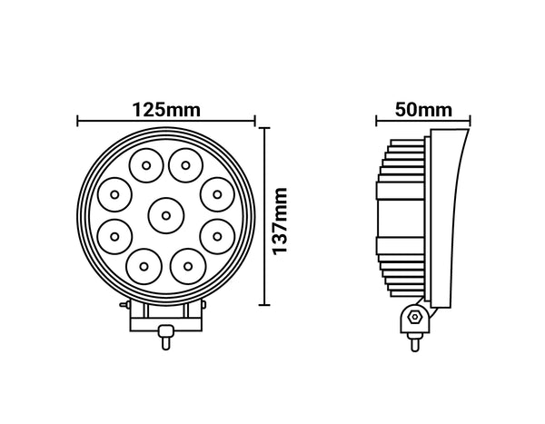 Premium Visionred Worklamp IP68K 27 Watt | Round