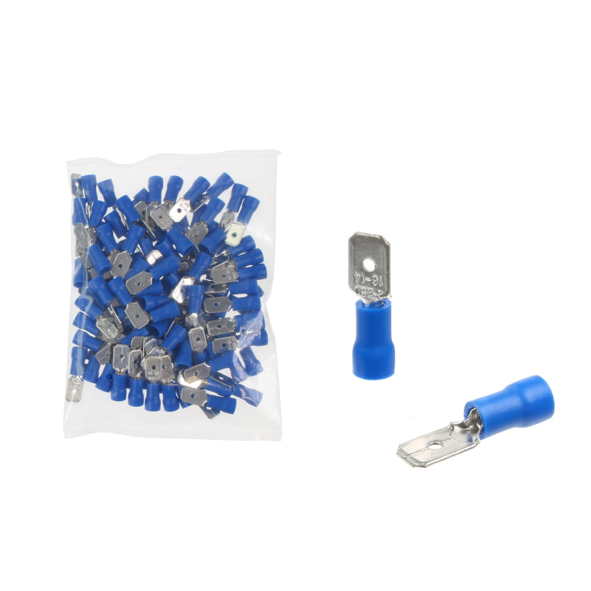 Blue Male Tab Terminal 6.3mm Qty 100