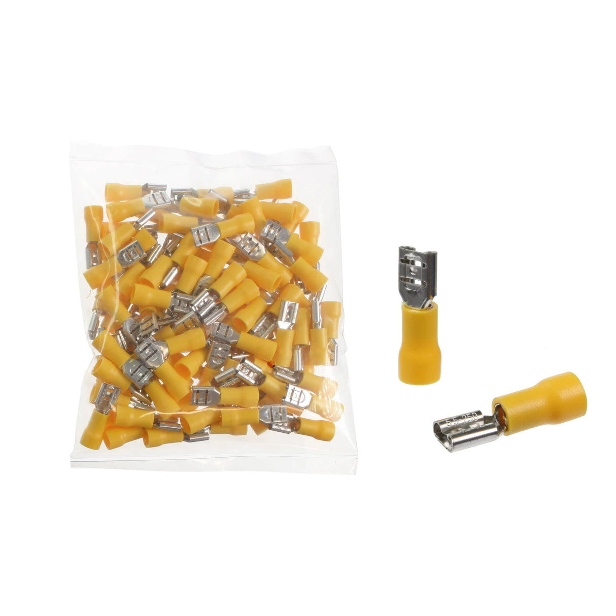 Yellow Female Spade Terminal 6.3mm Qty 100