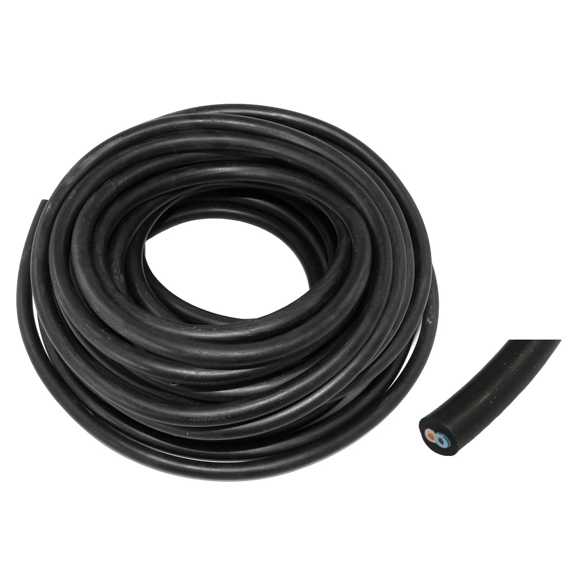 2 Core Black Rubber 1.5mm Cable 20Mtrs