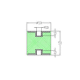 Wacker Rubber Mounting 50mm Dia x 50mm Deep M10 Female Threads