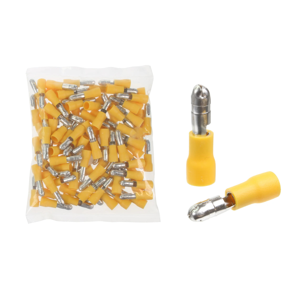 Yellow Male Bullet Terminal 5mm Qty 100